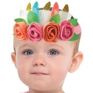 Boho Baby Girl First Birthday Candles Roses Headband